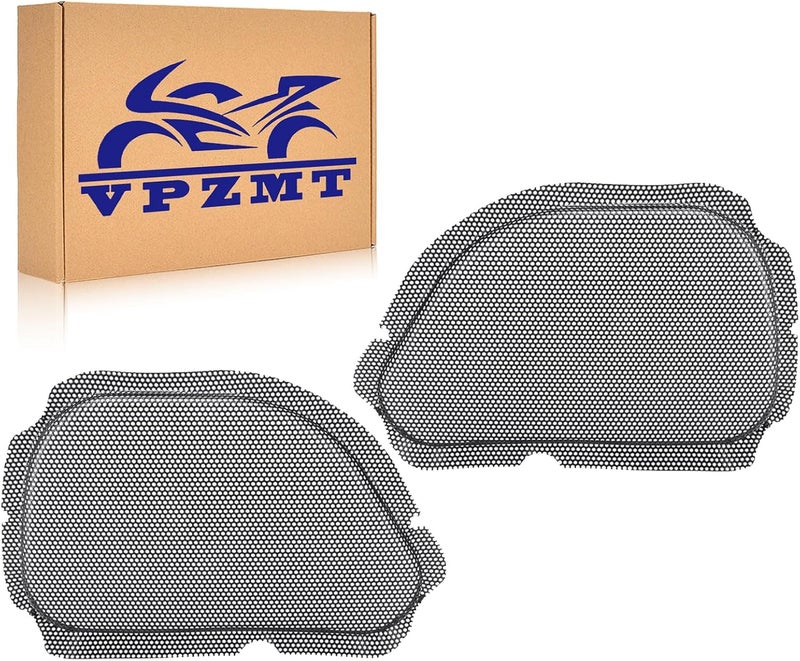 VPZMT Fairing Mesh Front Speaker Grills Cover Replacement for 1998-2013 Harley Road Glide FLTR Models, Replace# 77021-98B & 77022-98B (Style-Bright Black) - Image 1